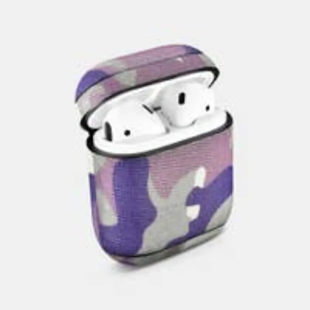 Purple Camo Premium Leather AirPods Case